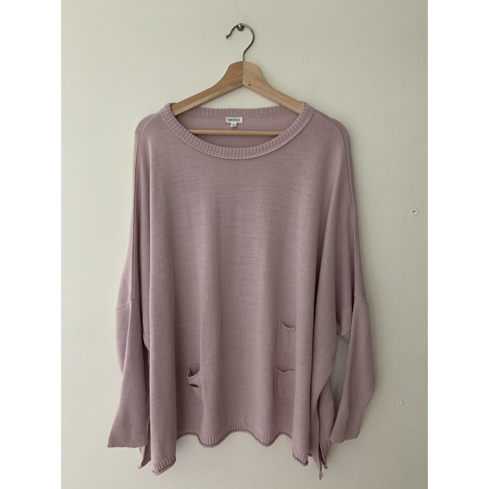MERSEA Catalina Travel Sweater One Size Dusty Pink Crew Neck Lagenlook Cozy Soft